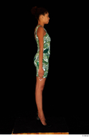  Luna Corazon dressed green patterned dress standing whole body 0007.jpg